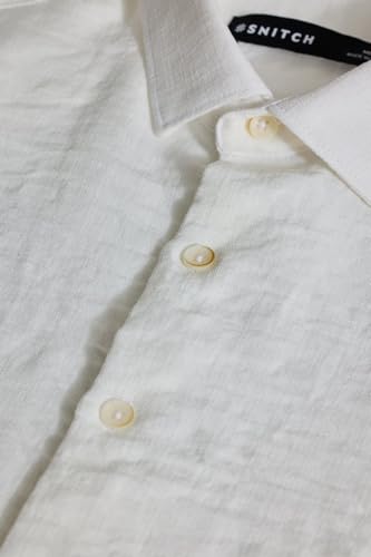 Image of SNITCH White Full Sleeve Casual Textured Shirts