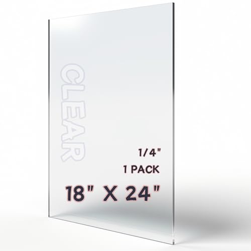 Plexiglass Sheets 18X24 1/4 Inch Thick,Glass Panels Cut to Size,Clear Acrylic Sheet，Acrylic Board,Acrylic Panel Sign，Large Plexiglass Sheets，Plexiglass Window (1 Pc)