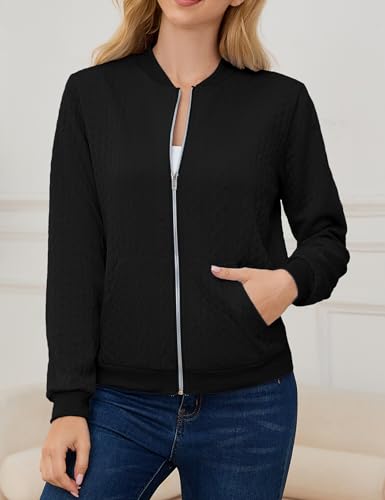 Womens Full Zip Up Cardigan Sweater Casual Solid Long Sleeve Sweatshirt Coat with Pocket3