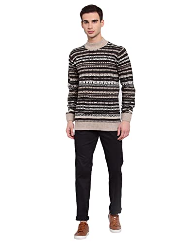 Image of Style Quotient Men Black & White Striped Pullover Sweater