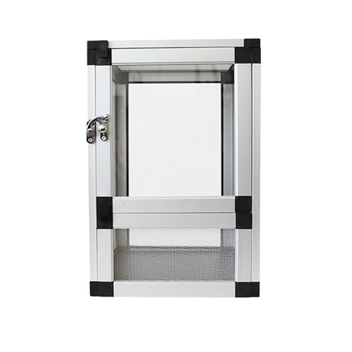 爬虫類 ケージ 爬虫類 飼育ケージ 両生類 ケージ カナヘビ 飼育セット 大容量 通気性に優れています お手入れが簡単 耐久性に優れています 組立式 飼育ケージ ペットショップ リビングルーム オフィス メッシュドア アクリルドア(Silver,ACRYL