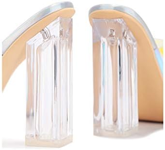 Cape Robbin Fusion Clear Chunky Block High Heels for Women, Transparent Booties for Women - Holographic Size 8.5 | Image 3