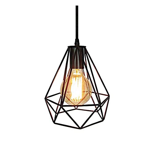 Suspension cage métal noir vintage E27 : la solution pour éclairer les petits espaces