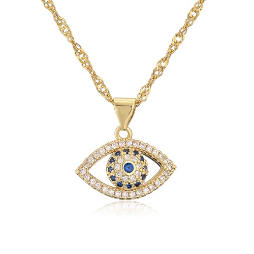 Evil Eye Necklace for Women14K Gold Plated Charm Cubic Zirconia Evil Eye Pendant Gold Necklaces Layered Jewelry Gifts