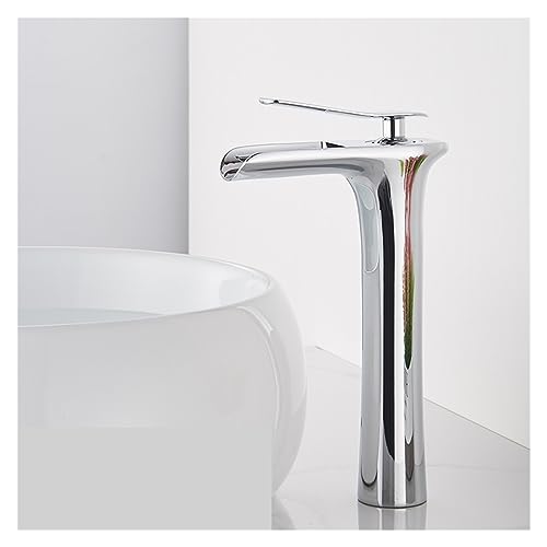 Grifo de lavabo con mezclador de agua fría caliente y caño alto QYYZTQY en latón