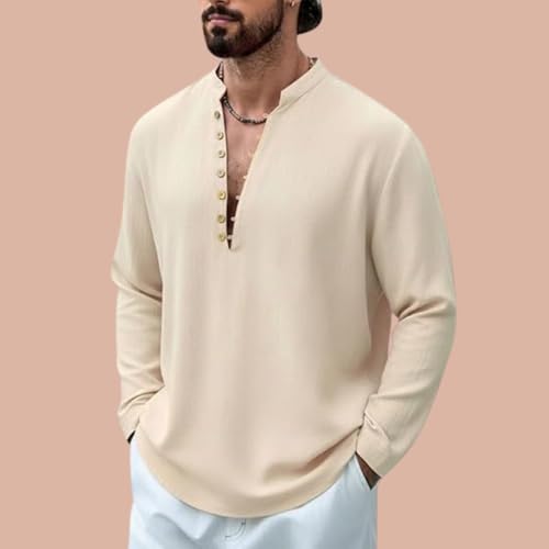 Image of DEELMO Men Stylish Cotton Blend Kurta with Button Detailing for Festive and Casual Wear | Comfortable Soft Fabric Kurta with Modern Mandarin Collar Traditional Outfit