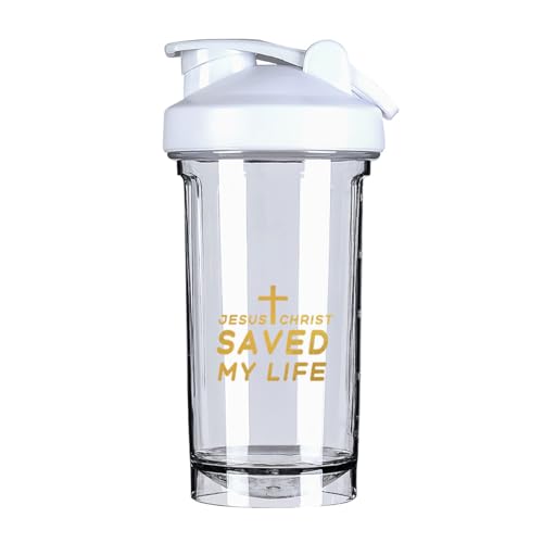 Jesus Christ Saved My Life (2) 18 Ounce Shaker Cup,Fashion Theme Pattern Shaker Bottle Leak-proof Workout Shake Bottles 500ML/18 oz Perfect for Pre Workout