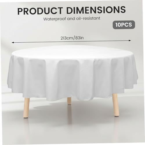 Nappes rondes jetables blanches 84" housses de table PEVA imperméables lot de 10 - 6