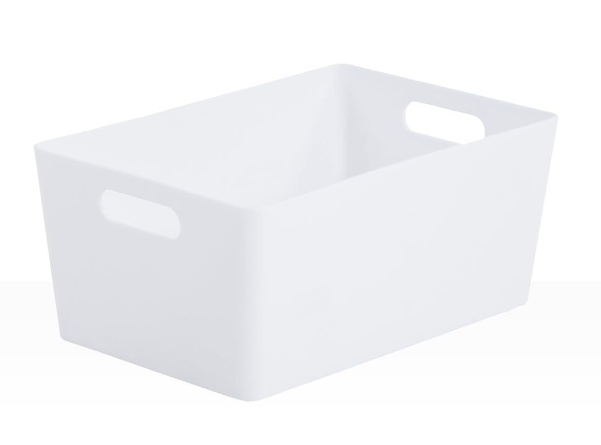 Muddy Hands Pack of 2 Small Deep Plastic Storage Baskets with Handles – Rectangular Storage Boxes, Heavy Duty Organiser for Kitchen, Bathroom, Bedroom & Office