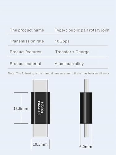 Image of REDWIND USB C Male to Male Adapter, Type-C Full-Featured, Support 10GBbps Rate, Audio and Video, Fast Charging Adapter,C-Type Double Plug,Mobile Phone Laptop USB 3.1 Charging Converter