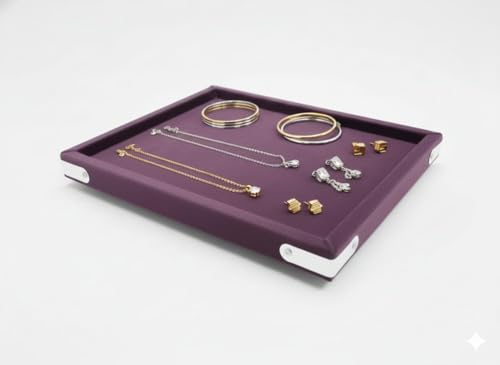 Image of Premium WINE Velvet Jewellery Display & Beading Tray | 12 x 9 Inch Organizer Tray for Necklaces, Bracelets, Cosmetics & Craft Storage | Soft Velvet Finish, Durable & (Pack of 1) WINE