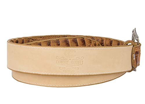 El Presidente - Mens Cognac Alligator Pattern Western Cowboy Belt Leather4