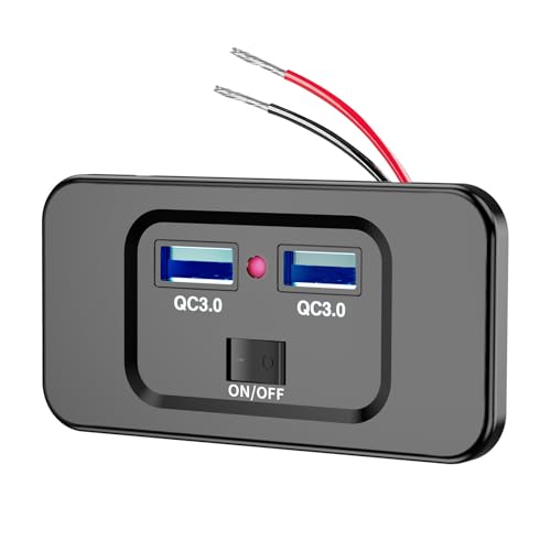Adaptador USB 12V coche y moto con puerto doble QC3.0 de repuesto para empotrar 72W