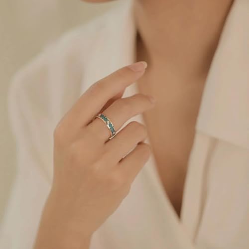 Image of Lishanti Stackable Enamel Rings for Women - Adjustable Copper Rings with Rhodium Plating, Fashion Jewelry for Parties, Weddings, and Gifts