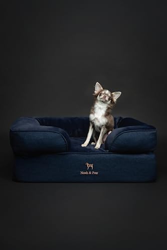 Image of NOAH & PAW Dog Bed, 28x23x11 Inch, Orthopedic Dog Beds for Medium Size Pets, Eggshell Memory Foam Infused with Cooling Gel, Inner Cover, Water Resistant, Machine Washable (Denim Sofa Collection)
