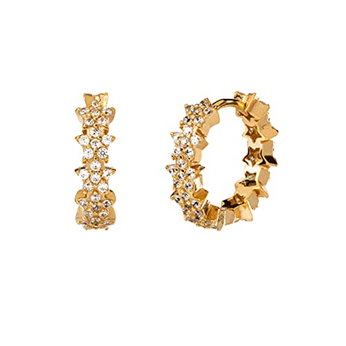 Boucles d'oreilles créoles en Argent 925 avec étoile en oxyde de zirconium étincelant