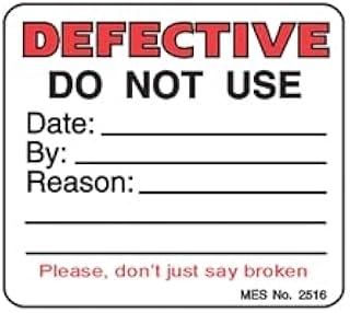 150 PER ROLL, DEFECTIVE Label, 2.25" X 2.5", Defective, Do Not Use MES # 2516