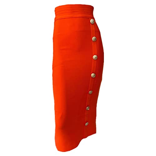 Jupe longue à boucle simple rangée CUOREZ orange taille 36 polyvalente