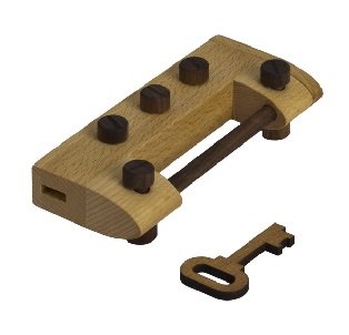 Juego de rompecabezas de madera con esfera Iq Lock y llave de giro, nivel de dificultad 3 estrellas