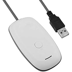 Cargador Mando Xbox 360 Blanco Mcbazel - Adaptador Receptor de Juego USB 2.0 inalámbrico para Microsoft Xbox 360 Desktop PC portátil Gaming (Blanco)