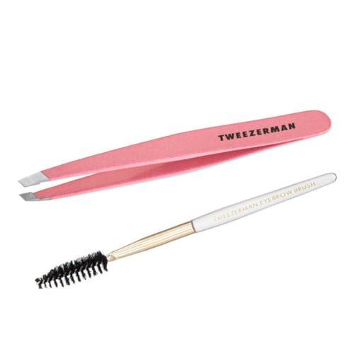 Tweezerman Full Slant Tweezer &amp; Brush Tea Rose