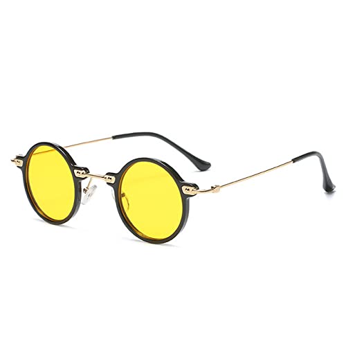Petites lunettes de soleil rondes Steampunk avec verres océan dégradé transparents et monture fine
