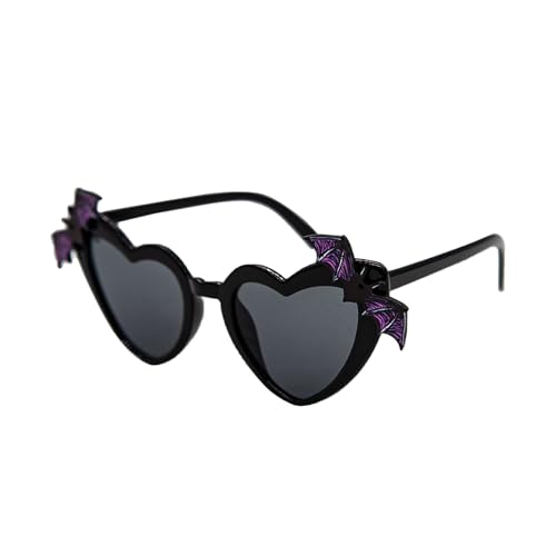 YAMEIZE Halloween Heart Shaped Sunglasses - Love Bat Wing Rave Festival Party Funny Sunglasses2