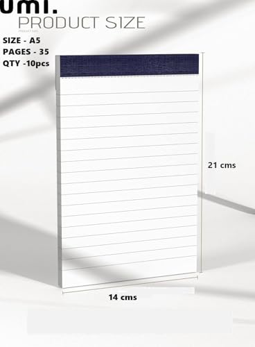 Image of Amazon Brand - Umi 10pc Pack A5 Size Small Ruled Notepads 21 x 14 cms,35 Sheets Each