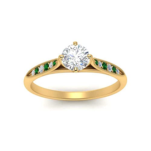 Image of Choose Your Gemstone Compass Point Ring Yellow Gold Plated Round Shape Vintage Engagement Rings Ornaments for Wife Symbol of Love Clarity Comfortable US Size 4 to 12
