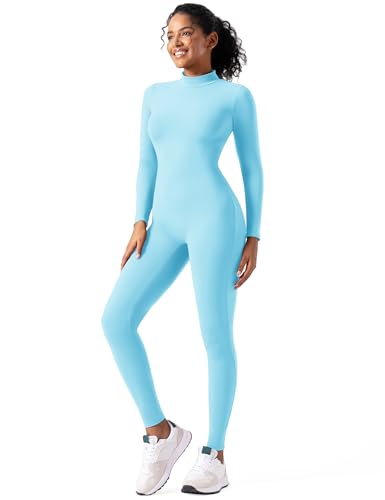 Image of speerise Women Bodysuit Rompers Long Sleeve Jumpsuits Leotards One Piece Tummy Control Yoga Workout Outfits