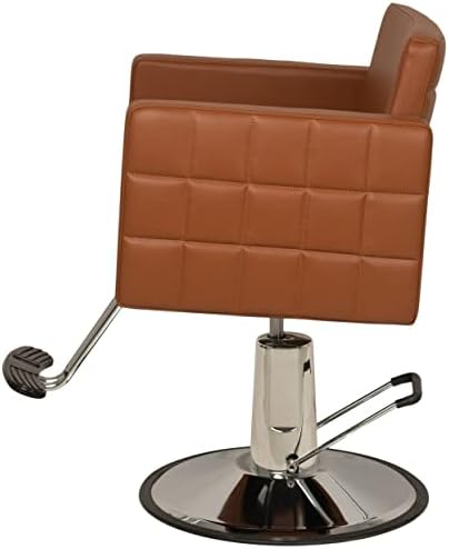 Buy-Rite Salon & Spa Equipment Icon Styling Chair for Professional Salons and Barbers, Modern Hair Stylist Chair – Wide Seat, Quilted Design, Strong Frame and Hydraulic Pump, Camel, YLG-192-CAM