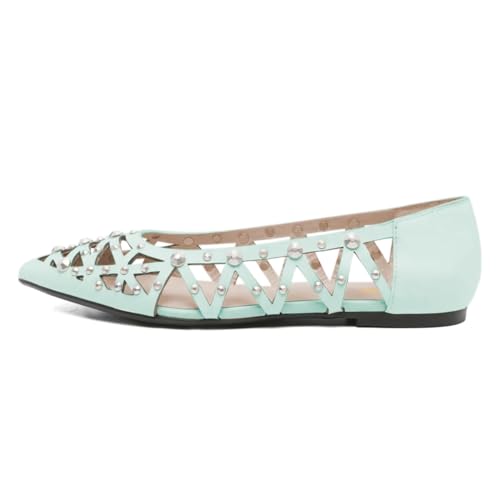 Zszszsu WWomen's Pointed Toe Cutout Ballet Flats with Studded Rivet Slip On Casual Dressy Shoes for Party Prom Wedding Daily Outfit Size 4-16 US2