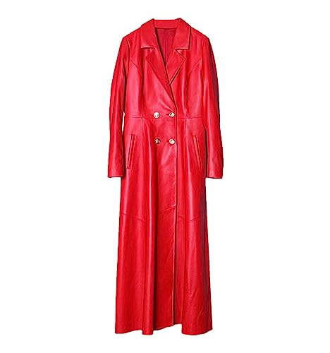 Trench-coat faux cuir à jupe longue manteau d'automne chic bicolore femme