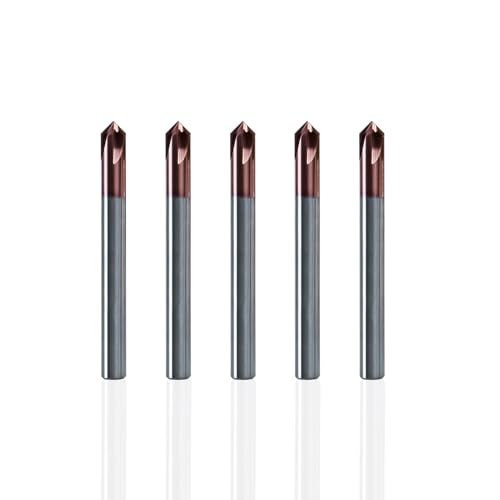 NZ Chamfer End Mill 5Pcs 1/4 Inch 90 Degree Chamfer End Mill for Metal Lathe Cutting Tools for Engraving V-Grooves and Chamfers
