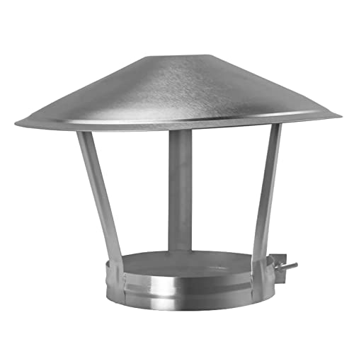 Kesimo Chimney Pipe Cowl Stainless Steel Rain Cover Protector Cap Flue Ending Rain And Snow Cover Pot, Flue Protector For 75-250Mm Pipefit,Hoop 220Mm Hat 350Mm #TOP23
