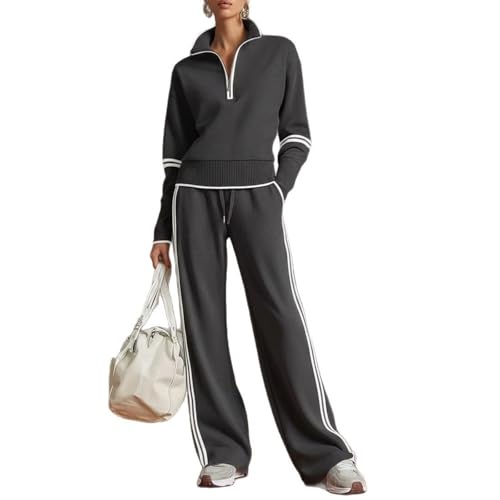 Conjunto deportivo para mujer KIRYU con pantalones de pierna ancha y sudadera casual de invierno
