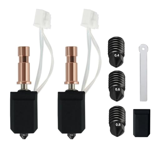 2PK 0.4MM Ceramic Hotend for Anycubic Kobra S1 Combo Hotend Kit Upgraded Thermistor Print Head Block Heating Cartridge with Extra 3 Hardened Steel Nozzle for Anycubic Kobra S1