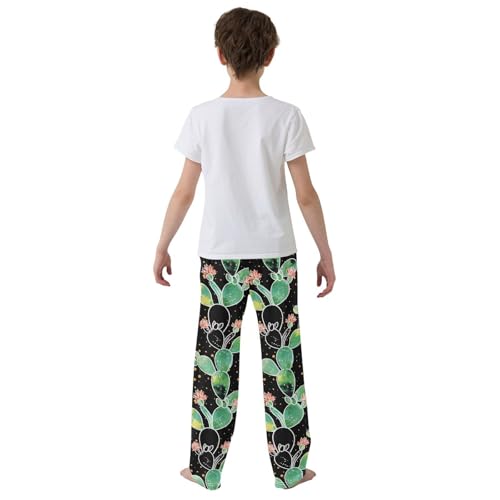 ZZXXB Cacti Flowers Polka Dot Boys Long Pants Soft Trousers Elastic Waist Kids Lounge Bottoms with Pockets S-XL3