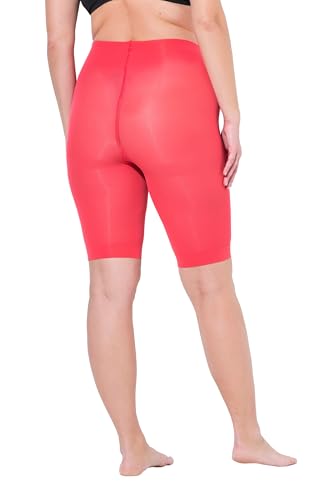 Ulla Popken Damen große Größen Übergrößen Plus Size Strumpf-Radler, 80 den, Oberschenkelschutz, knielang hellrot 50+ 799278529-50+