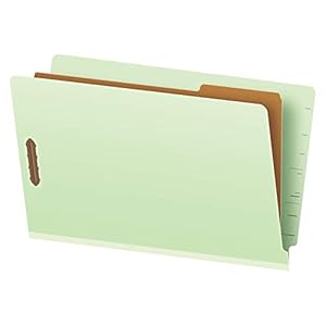 Pendaflex Pressboard End-Tab Classification Folders, Legal Size, 1 Divider, 2.5″ Expansion, Light Green, Straight Cut, 10/BX (23314)