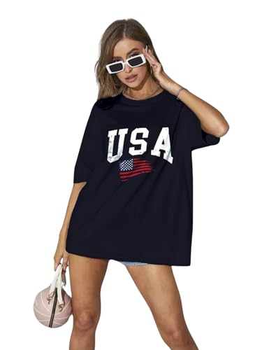 Image of JUNEBERRY Round Neck Drop Shoulder Round Neck Black & White Graphic Printed Pure Cotton Oversized Baggy Fit Half Sleeve T-Shirt for Women & Girls (Sizes: S to 2XL)