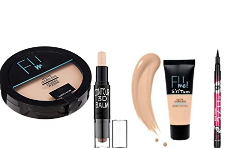 FiiME POWDER Pore-less Oil Control Compact Powder -SIRF TUM Fit Me Matte-Pore-less Tube Foundation Natural-Highlighter and Contour Stick Highlighter-36h eyeliner pen waterproof
