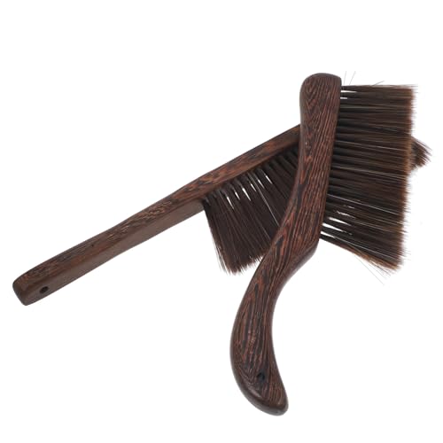 FOMIYES Elegant Wood Handle Brush Set 2pcs Whisk Broom Soft Brush for Bed Sofa Stains Removal