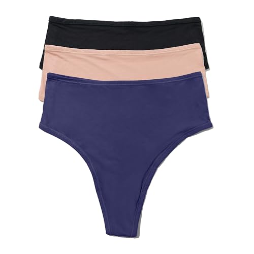 hanky panky YourFit High Rise Thong - Comfortable One Size Thong for Women (XS-XL) | High Waisted 3-Pack Thongs