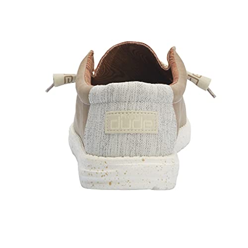 Hey Dude Men's Wally Recycled Leather Travertine Size M8 | Men’s Shoes | Men's Lace Up Loafers | Comfortable & Light-Weight