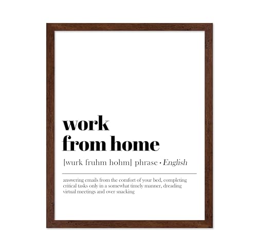Poster Master Vintage Typography Poster - Retro Dictionary Print - Definition of Work From Home, Book Page, Funny - Gift for Colleague, Friend - Wall Decor for Home, Office, 11x14 Brown Framed