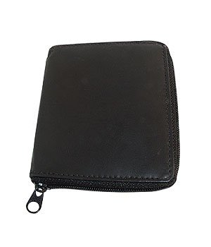 Mens Zipper Hipster Credit Card Holder Black Wallet