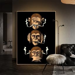 Impression sur toile singe fumeur abstrait 40x60cm pour déco murale