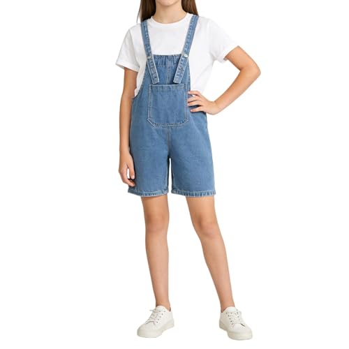 Short Overalls Cute Denim Overall Shorts for Girls Trendy Infant And Toddler Bibs Short Overall With Pockets St. Patricks Day Clothes 5-6 Years Blue