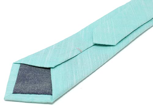 Image of Men's Chambray Cotton Skinny Necktie Tie Textured Distressed Style - 2.5 inch Width